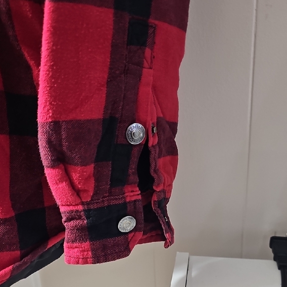 Craft Red and Black Plaid Shirt Jacket with Hood - Picture 6 of 8